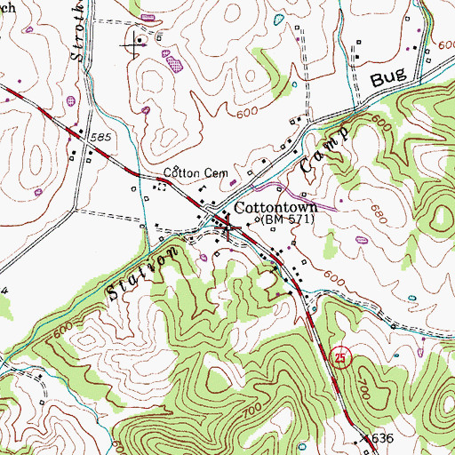 Topographic Map of Cottontown Baptist Church, TN