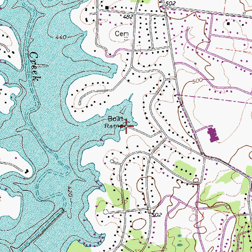 Topographic Map of Creekwood Marina, TN