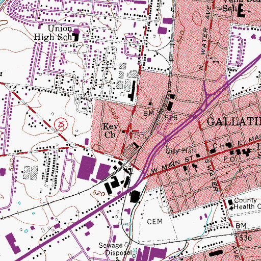 Topographic Map of Depot Square Shopping Center, TN