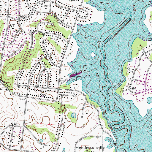 Topographic Map of Drakes Creek Marina, TN