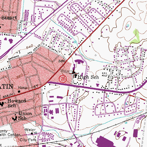 Topographic Map of Gallatin Middle School, TN
