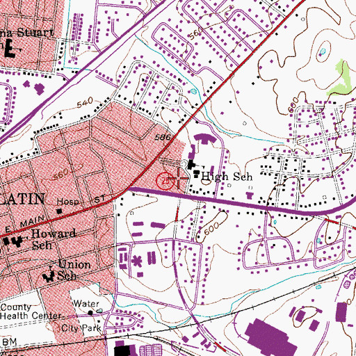 Topographic Map of Gallatin Stadium, TN