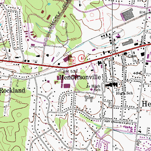 Topographic Map of Hendersonville City Hall, TN