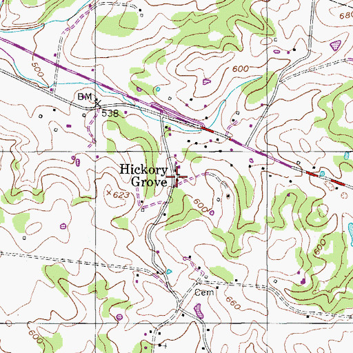 Topographic Map of Hickory Grove School (historical), TN