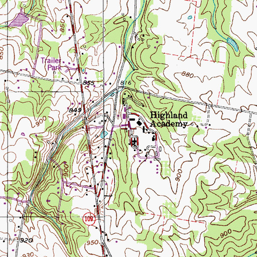 Topographic Map of Highland Seventh Day Adventist Church, TN
