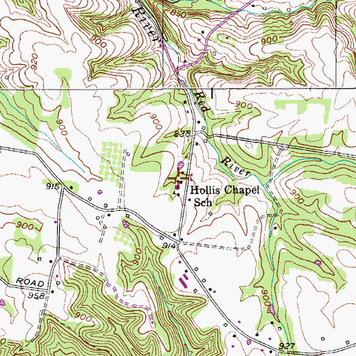Topographic Map of Hollis Chapel, TN