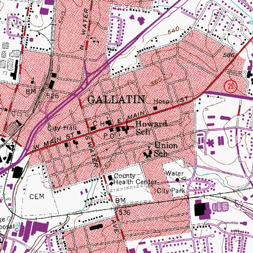 Topographic Map of Howard College (historical), TN