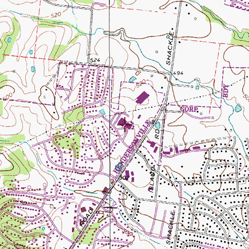 Topographic Map of Knox-Doss Junior High School, TN