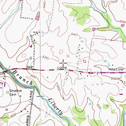 Topographic Map of Long Hollow Golf Course, TN