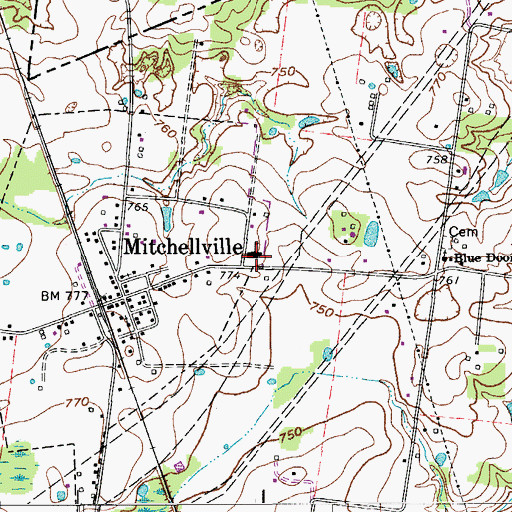 Topographic Map of Mitchellville School (historical), TN
