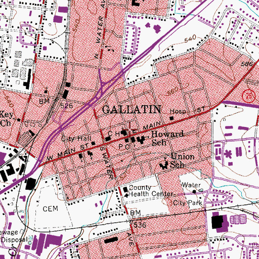 Topographic Map of Neophogen Male and Female College (historical), TN