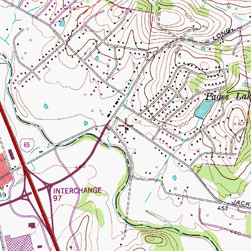 Topographic Map of Page Heights Baptist Church, TN