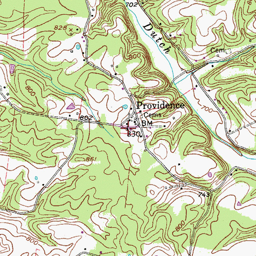 Topographic Map of Providence School (historical), TN