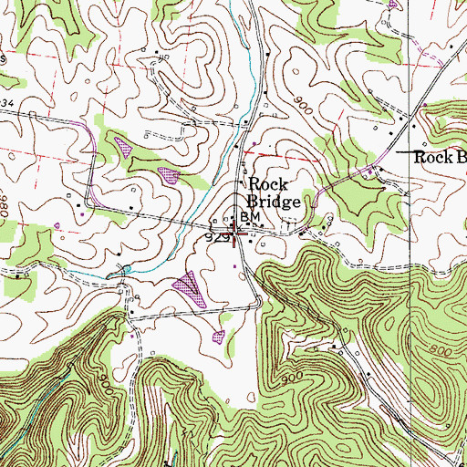 Topographic Map of Rock Bridge Baptist Church, TN