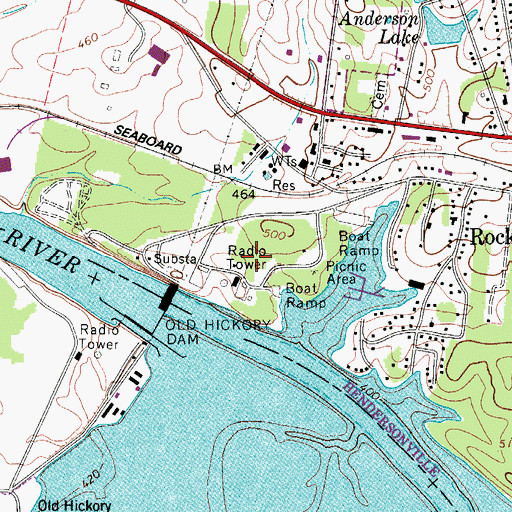 Topographic Map of Rockland Recreation Area, TN