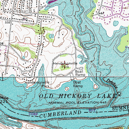 Topographic Map of Saunders Ferry Park, TN