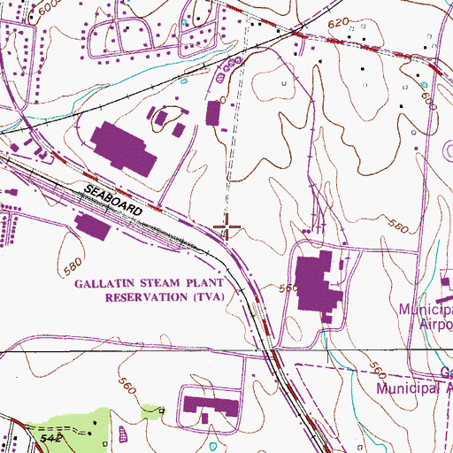 Topographic Map of Steam Plant Road Industrial Area, TN