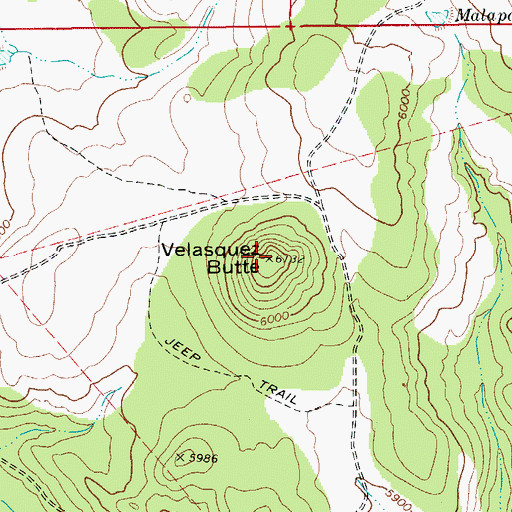 Topographic Map of Velasquez Butte, AZ
