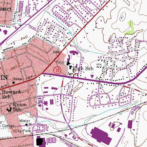 Topographic Map of Sumner County Library, TN