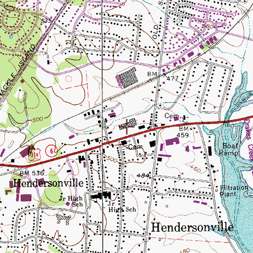 Topographic Map of Sumner County Shopping Center, TN