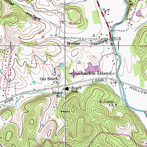 Topographic Map of T W Hunter Middle School, TN