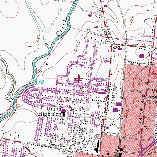 Topographic Map of Union Elementary School, TN