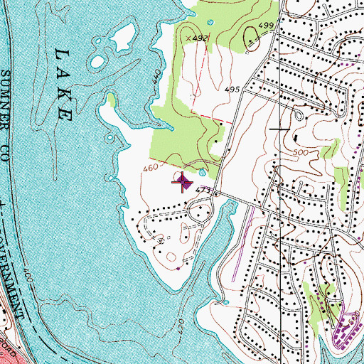 Topographic Map of Walton Ferry Elementary School, TN