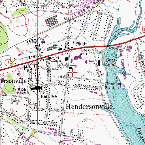Topographic Map of Watson Mall Shopping Center, TN