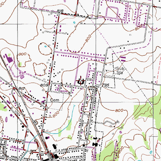 Topographic Map of Watt Hardison Elementary School, TN