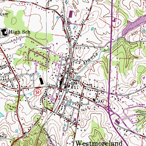 Topographic Map of Westmoreland First Baptist Church, TN