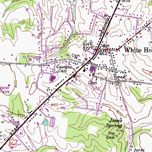 Topographic Map of White House City Hall, TN