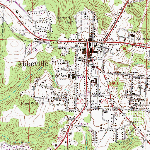 Topographic Map of Abbeville High School, AL