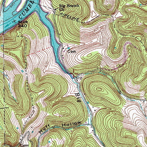 Topographic Map of Big Branch School (historical), TN