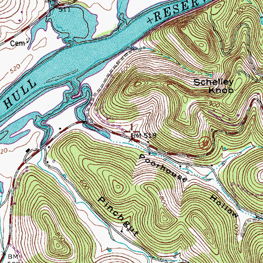 Topographic Map of Birdwell School (historical), TN
