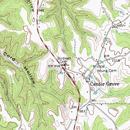 Topographic Map of Center Grove School (historical), TN