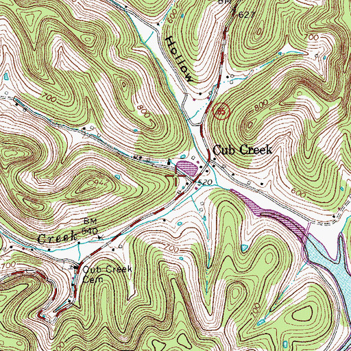 Topographic Map of Cub Creek School (historical), TN