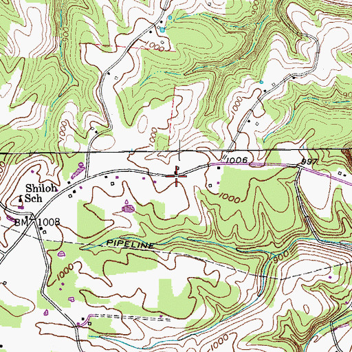 Topographic Map of Cummins Mill Baptist Church, TN