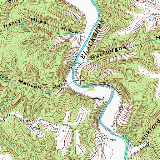 Topographic Map of Gentry School (historical), TN
