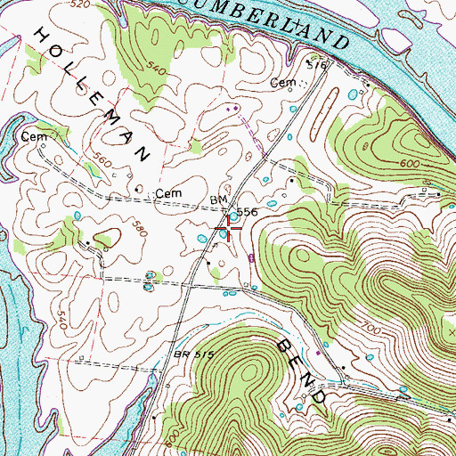 Topographic Map of Holliman Bend Church (historical), TN