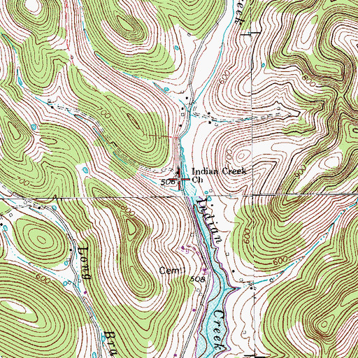 Topographic Map of Indian Creek School (historical), TN