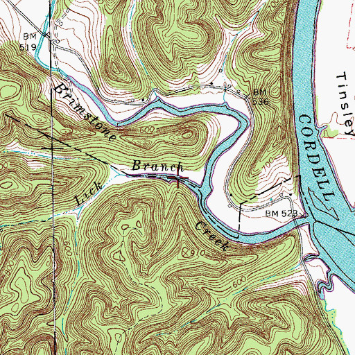Topographic Map of Lick School (historical), TN