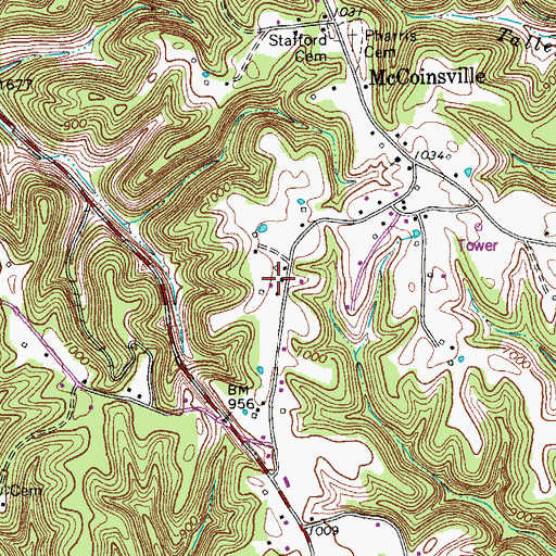 Topographic Map of McCoinsville School (historical), TN