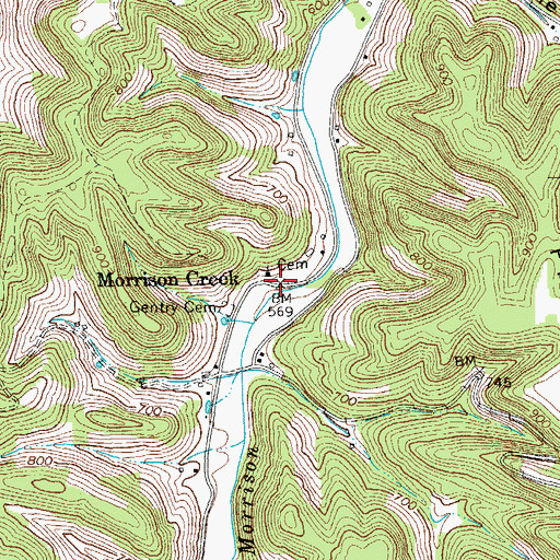 Topographic Map of Morrison Creek School (historical), TN