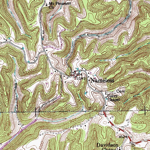 Topographic Map of Nameless School (historical), TN