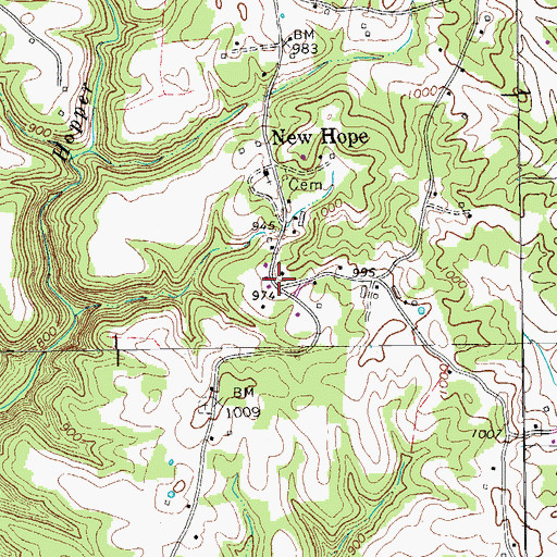 Topographic Map of New Hope School (historical), TN