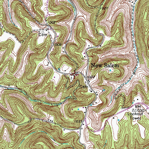 Topographic Map of New Salem Church (historical), TN