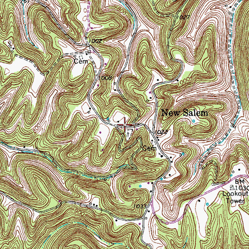 Topographic Map of New Salem School (historical), TN