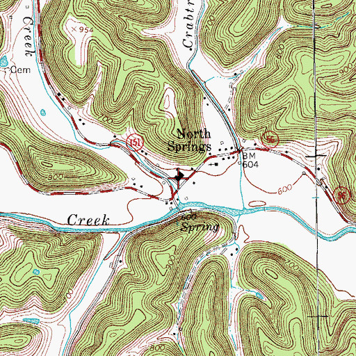 Topographic Map of North Springs School (historical), TN