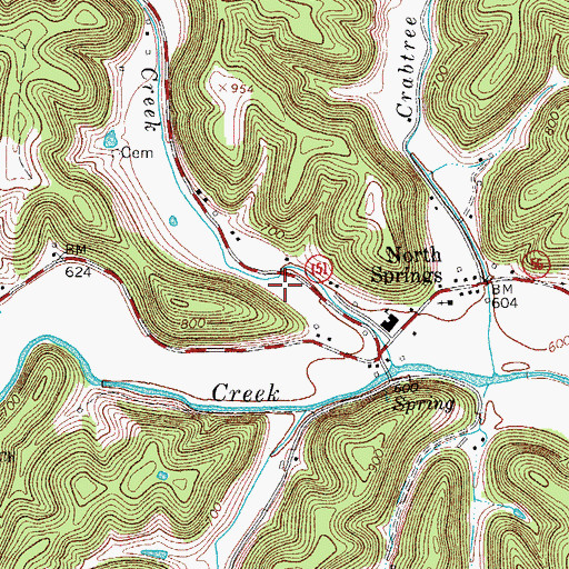 Topographic Map of Sadlers School (historical), TN