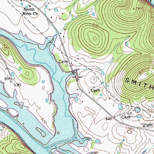 Topographic Map of Smith Bend School (historical), TN